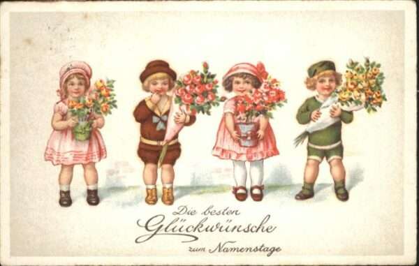 Namenstag Namenskarte Kinder Blumen