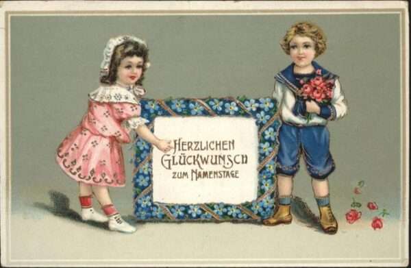 Namenstag Namenskarte Kinder Blumen
