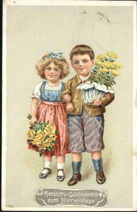 Namenstag Namenskarte Kinder Blumen