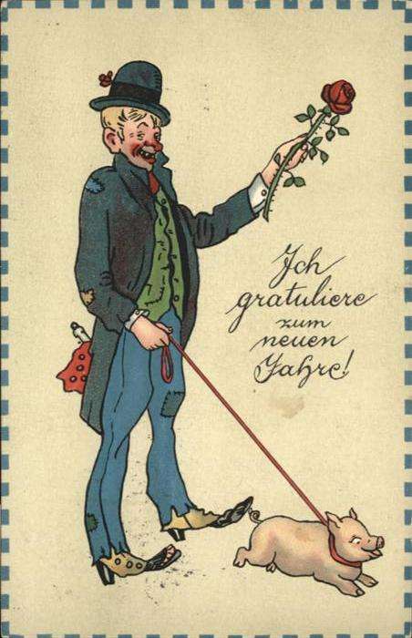 Neujahr Schwein Rose