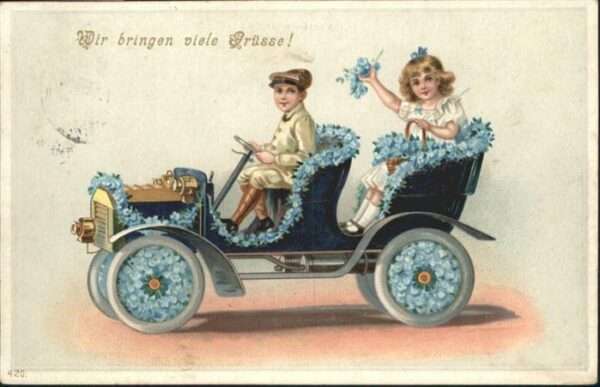 Glueckwunsch Auto Blumen Kinder