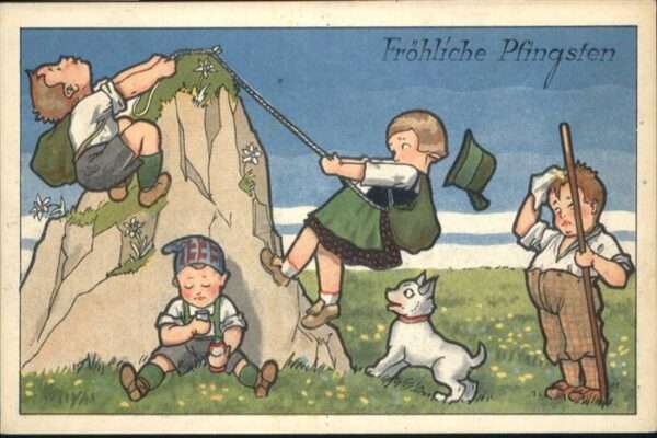Pfingsten Pentecost Pentecote Wanderer Bergsteigen Hund Kinder