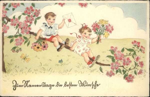 Namenstag Namenskarte Kinder Blumen
