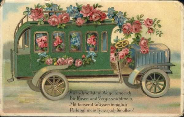Blumen Vergissmeinnicht Rosen Wagen