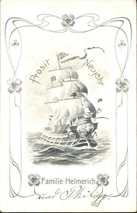 Neujahr Schiff Familie Helmerich Kleeblätter