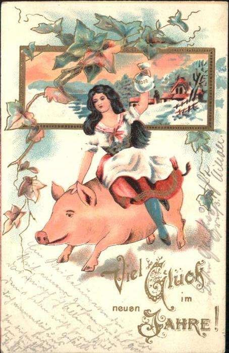 Neujahr Schwein Goldsack