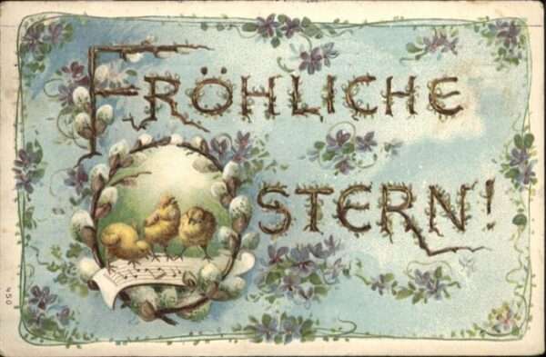 Ostern Easter Paques Küken Musiknoten Blumen
