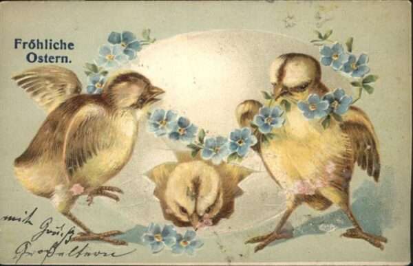 Ostern Easter Paques Küken Blumen