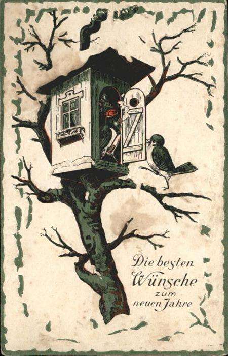 Neujahr Vogelnest vermenschlicht