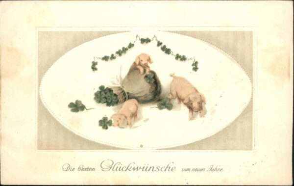 Neujahr Schweine Kleeblätter