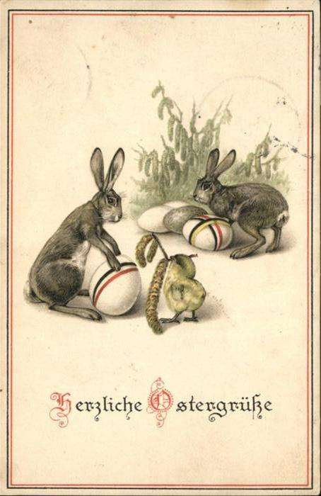 Schwarz Weiss Rot Ostern Hasen Küken