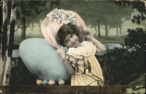 Ostern Easter Paques Kind Mädchen Ostereier Hutmode