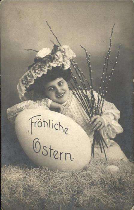 Ostern Easter Paques Osterei Frau Hutmode