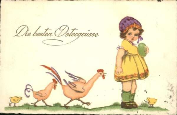 Ostern Easter Paques Küken Kind Mädchen Geflügel