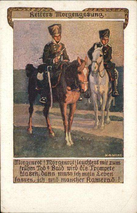 Liederkarte Morgengesung Pferde Reiter Künstler K.