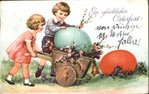 Ostern Easter Paques Kinder Karren Ostereier