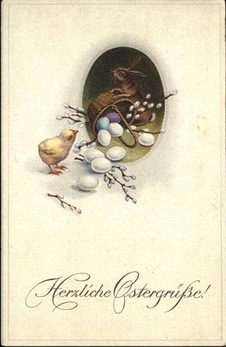 Ostern Easter Paques Küken Korb Eier Hase