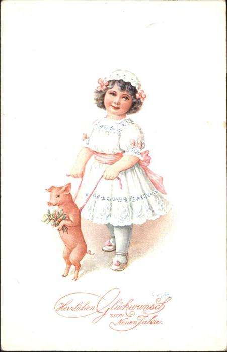Neujahr Mädchen Kind Schwein