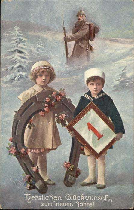 Neujahr Kinder Soldat Hufeisen