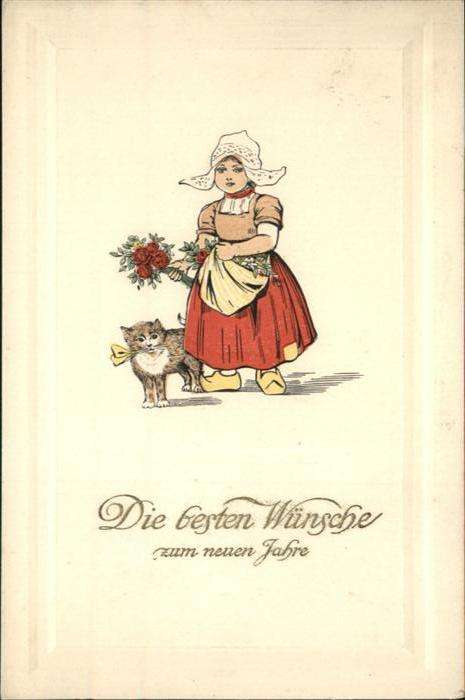 Neujahr Kind Mädchen Tracht Katze