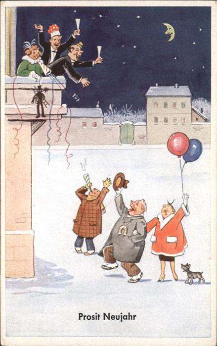 Neujahr Luftballons Sektgläser Schornstein