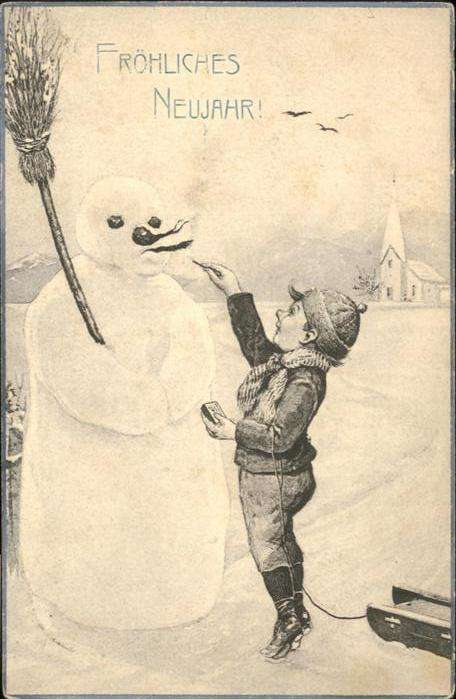Neujahr Schneemann Junge Kind