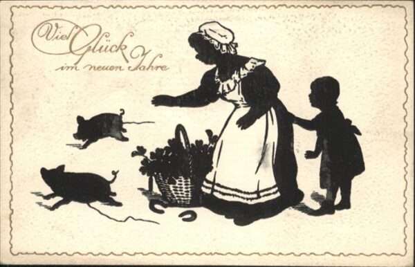 Neujahr Schattenbild Schweine