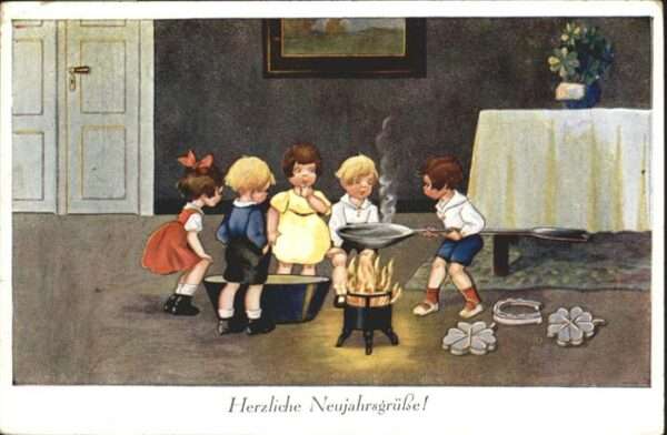 Neujahr Kinder Bleigiessen