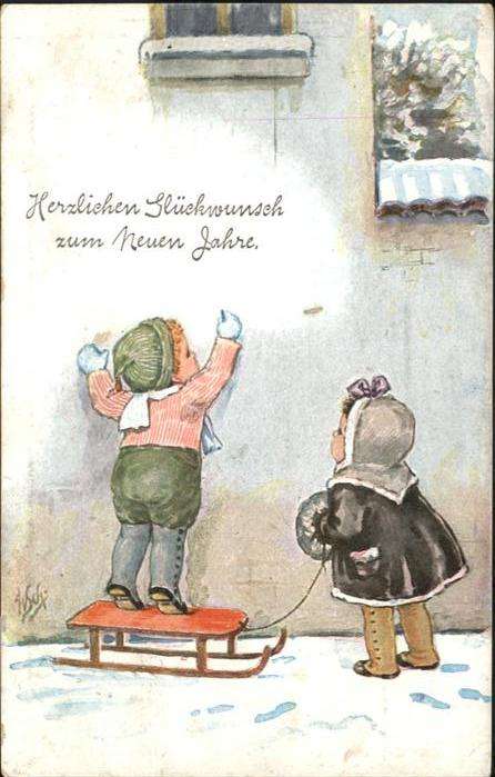 Neujahr Schlitten Kinder
