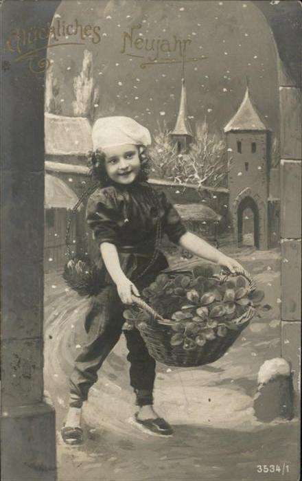 Neujahr Kind Mädchen Korb