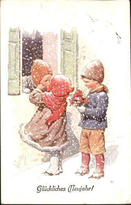 Neujahr Kinder Kuss