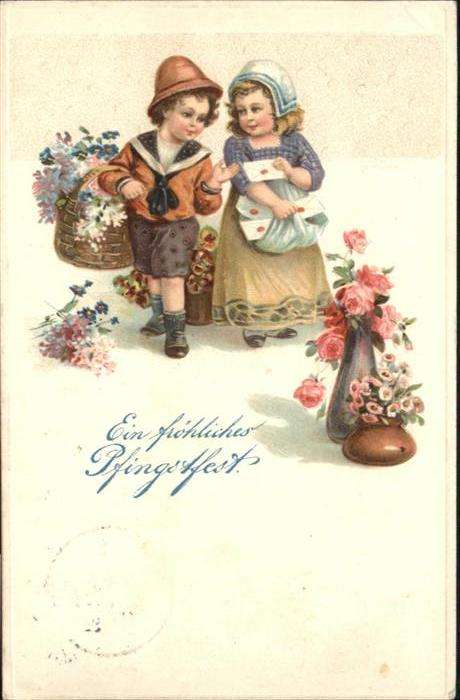 Pfingsten Pentecost Pentecote Kinder Blumen Tracht