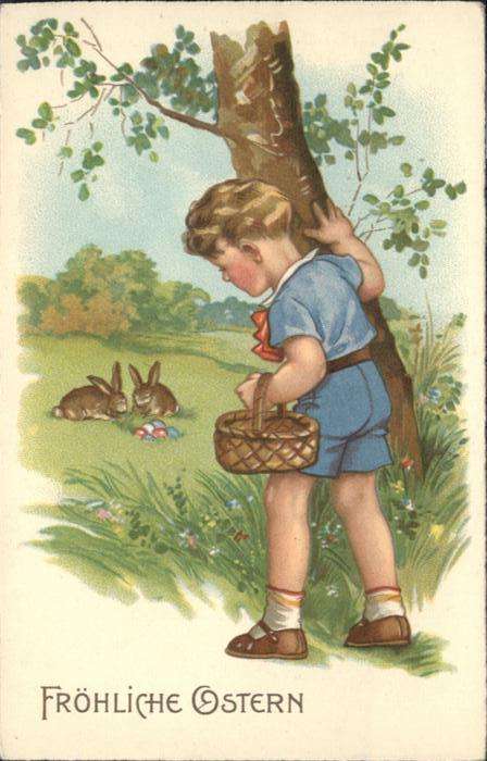 Ostern Easter Paques Hasen Kind Junge Korb