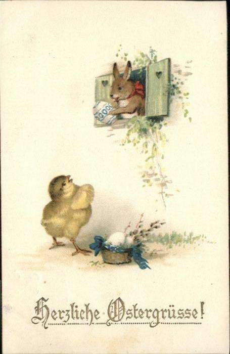 Ostern Easter Paques Küken vermenschlicht Hase