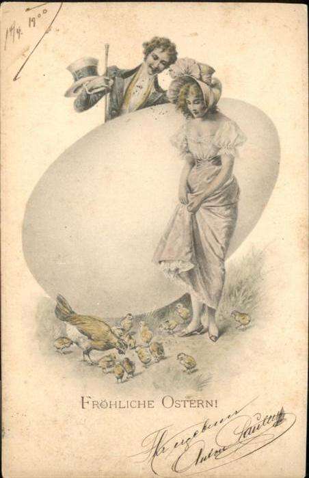 Ostern Easter Paques Frau Mann Ei Geflügel