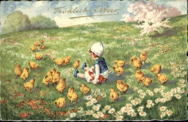Ostern Easter Paques Kind Puppe Küken