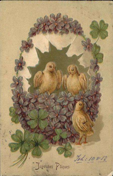 Ostern Easter Paques Küken Kleeblätter