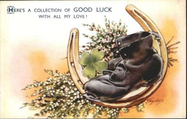 Glueck Good Luck Schuh Hufeisen Kleeblatt