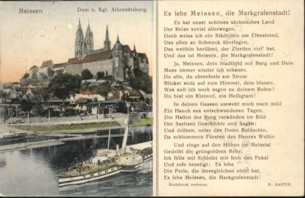 Dampfer Seitenrad Meissen Dom Albrechtsburg Gedicht H. Ma