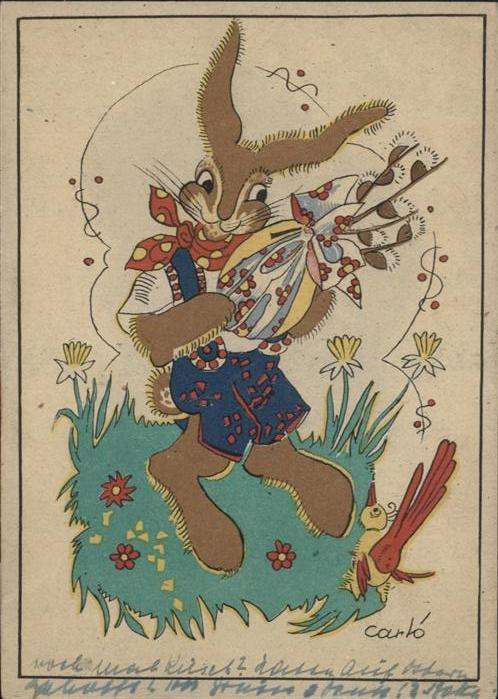 Vermenschlicht Hase Künstler Carlo Ostern