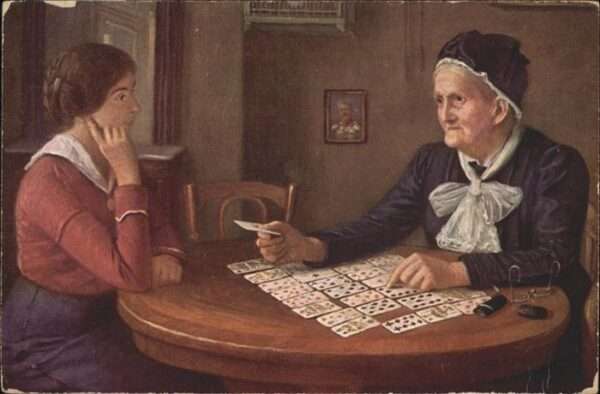 Kartenspiel-Postkarte Kartenlesen Schicksal Künstler Alfred R