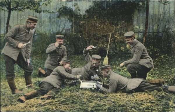Kartenspiel-Postkarte Soldaten Skat