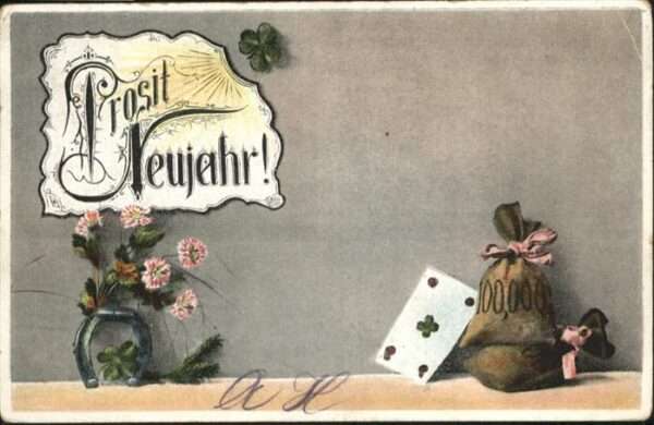Neujahr Karte Kleeblätter