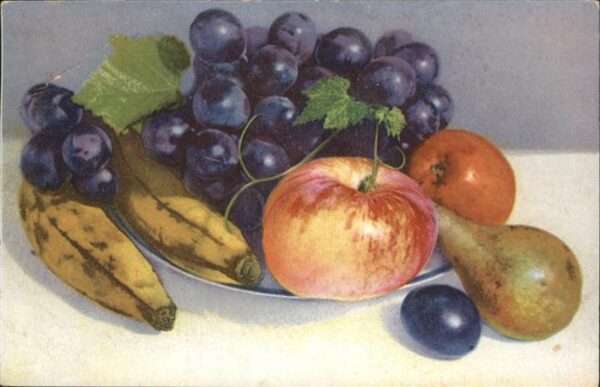 Obst Banane Apfel Birne Trauben