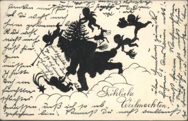 Scherenschnitt Schattenbildkarte Weihnachten Engel