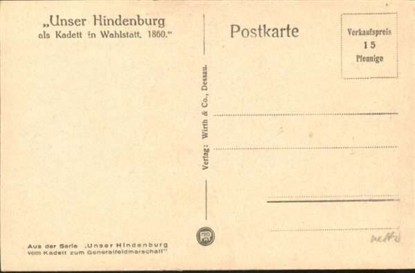 Hindenburg Kadett Wahlstatt 1860 – Bild 2