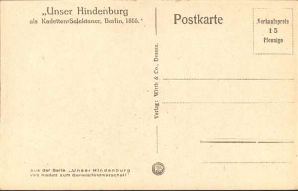Hindenburg Kadetten Selektaner Berlin 1865 – Bild 2