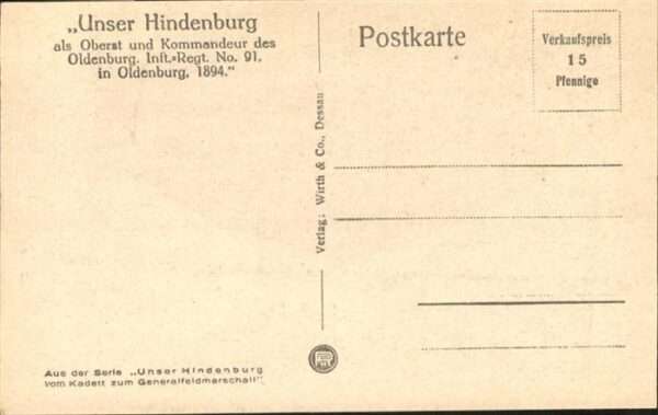 Hindenburg Pferd Oberst Kommandeur Infanterie Regi – Bild 2