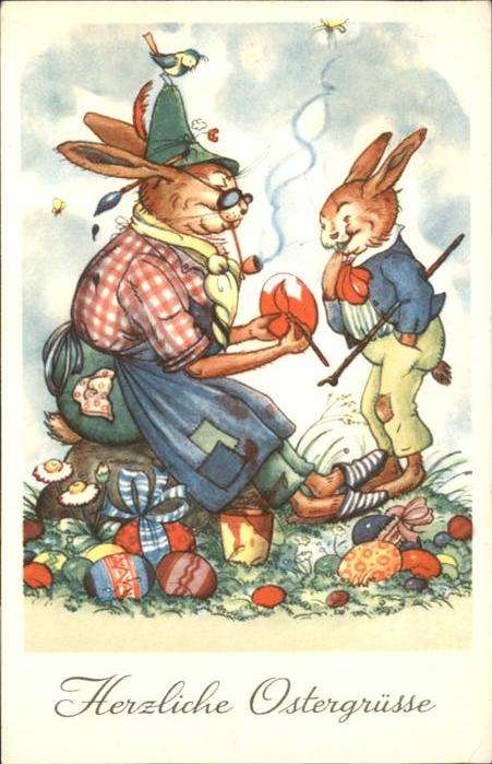 Vermenschlicht Ostern Hasen Eier Malen