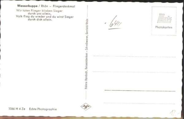 Segelflug Gliding Vol-Voile Vuolo-a-Vela Wasserkuppe Fliegerdenkmal – Bild 2